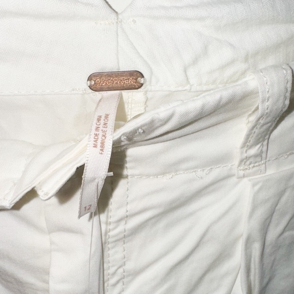 Free People Marina White Wide Leg Pants Low Rise Sz 12 Belt Loops - Picture 9 of 14